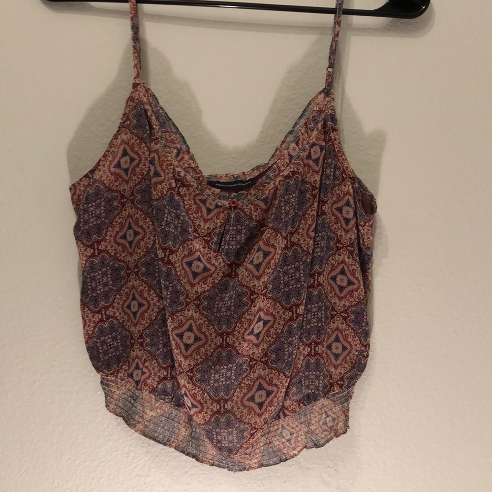 Pink and Purple Printed Tank Top Crop Top